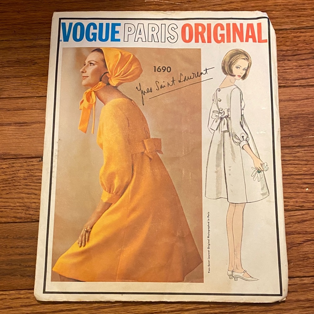 Yves Saint Laurent Vogue Sewing Pattern